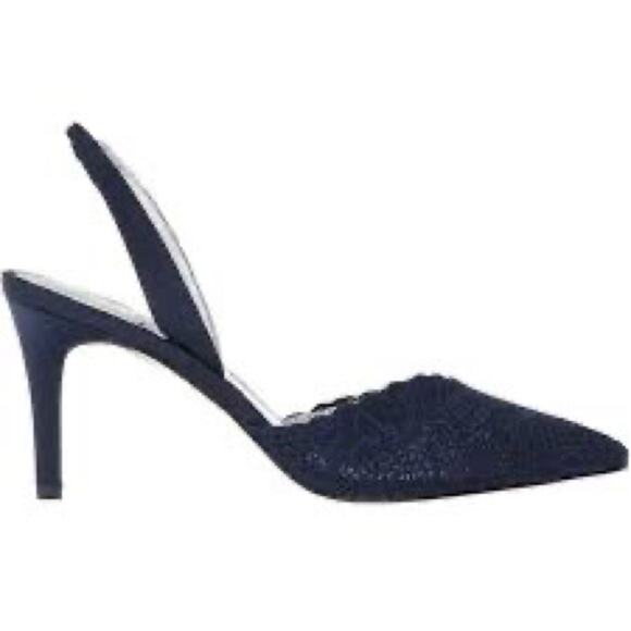 NEW Adrianna Papell Navy Lace Hallie Slingback‎ Heels - Picture 1 of 7